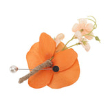5 Pcs Groom Boutonniere Elegant Men Wedding Flower Lifelike Permanent Reusable Artificial Brooch Flower Orange - Extra Image