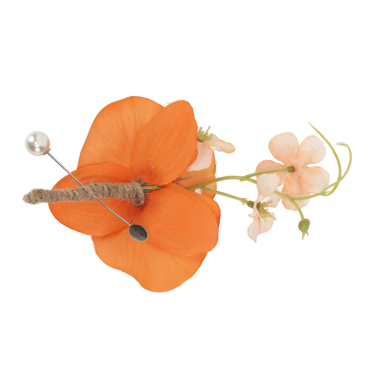 5 Pcs Groom Boutonniere Elegant Men Wedding Flower Lifelike Permanent Reusable Artificial Brooch Flower Orange