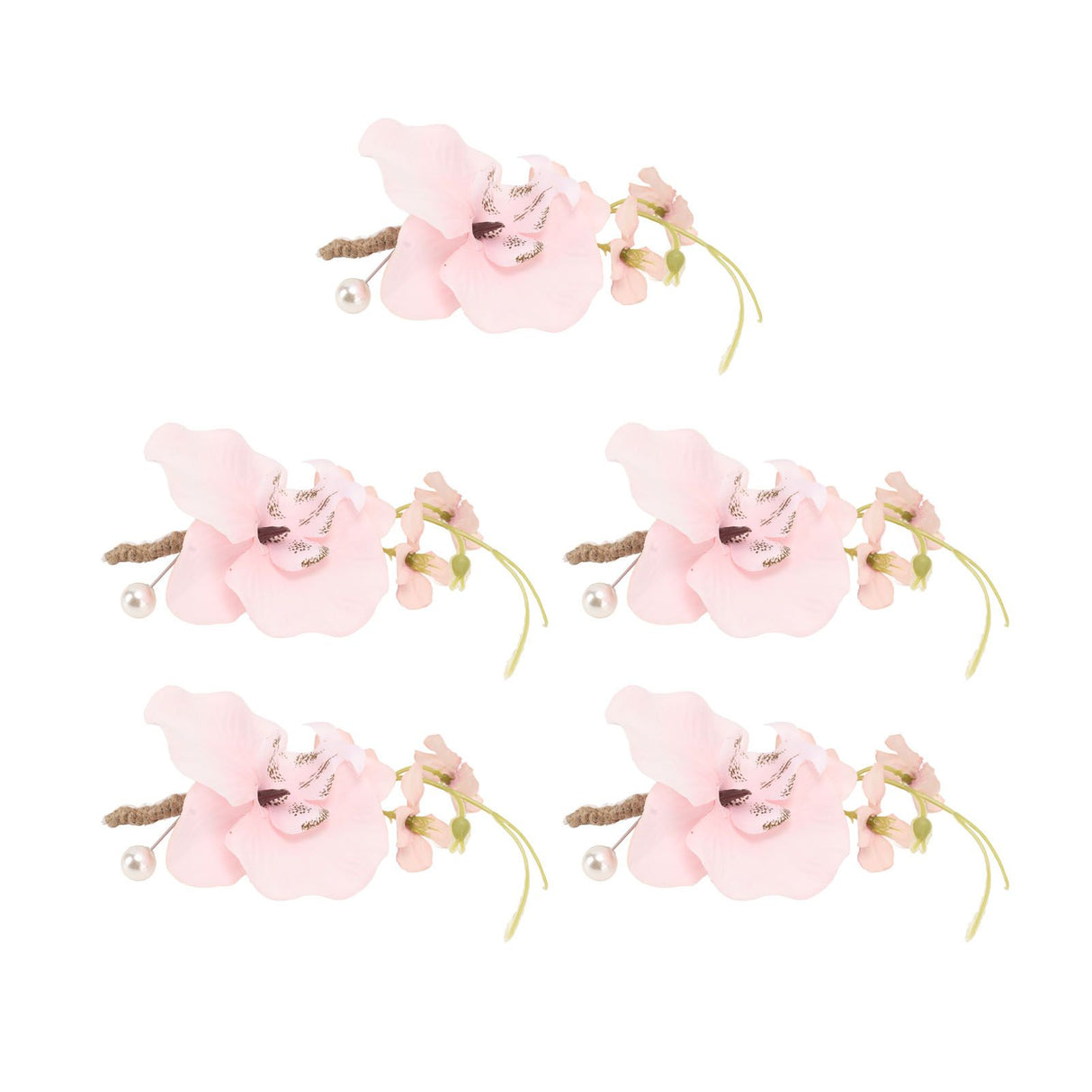 5 Pcs Groom Boutonniere Elegant Men Wedding Flower Lifelike Permanent Reusable Artificial Brooch Flower Pink