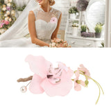 5 Pcs Groom Boutonniere Elegant Men Wedding Flower Lifelike Permanent Reusable Artificial Brooch Flower Pink - Extra Image