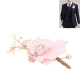 5 Pcs Groom Boutonniere Elegant Men Wedding Flower Lifelike Permanent Reusable Artificial Brooch Flower Pink