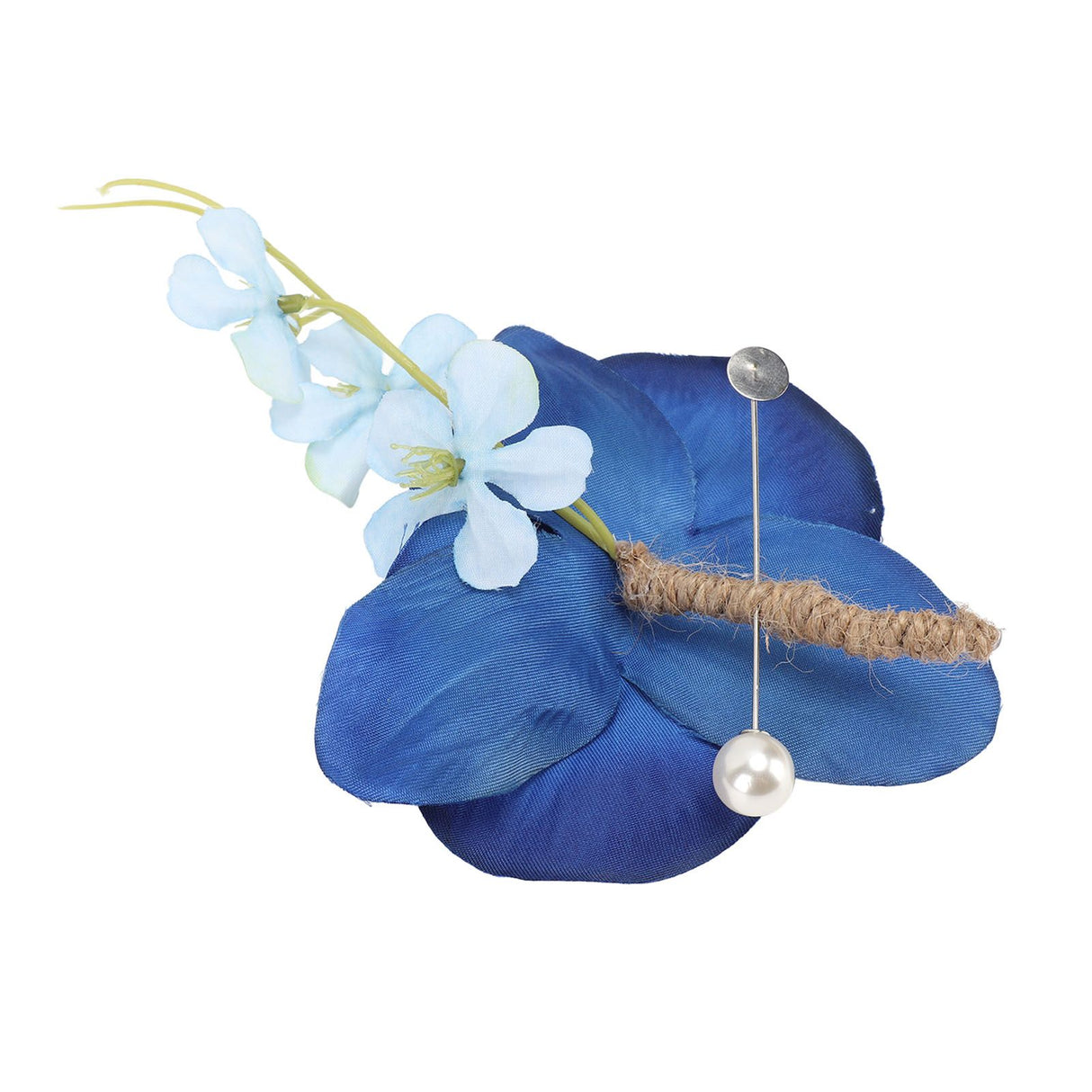 5 Pcs Groom Boutonniere Elegant Men Wedding Flower Lifelike Permanent Reusable Artificial Brooch Flower Blue