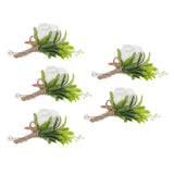 5PCS Wedding Boutonniere Pin Fixed Plastic Artificial Flower Corsage for Bride and Groom White - Low Angle