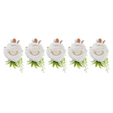 5PCS Wedding Boutonniere Pin Fixed Plastic Artificial Flower Corsage for Bride and Groom White - Extra Image
