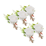 5PCS Wedding Boutonniere Pin Fixed Plastic Artificial Flower Corsage for Bride and Groom White - Extra Image