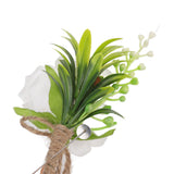 5PCS Wedding Boutonniere Pin Fixed Plastic Artificial Flower Corsage for Bride and Groom White - Extra Image