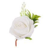 5PCS Wedding Boutonniere Pin Fixed Plastic Artificial Flower Corsage for Bride and Groom White - Extra Image