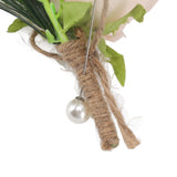 5PCS Wedding Boutonniere Pin Fixed Plastic Artificial Flower Corsage for Bride and Groom Champagne