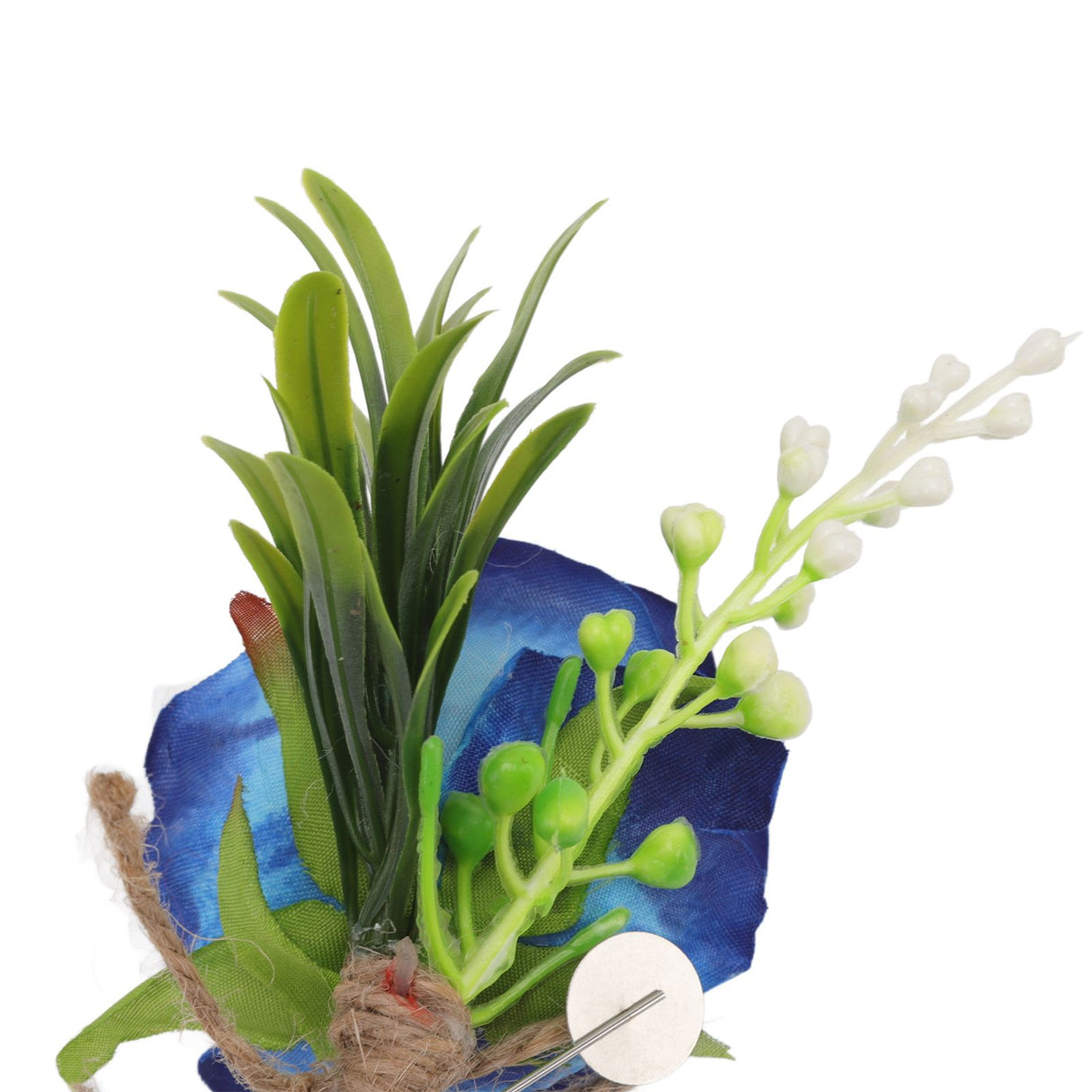 5PCS Wedding Boutonniere Pin Fixed Plastic Artificial Flower Corsage for Bride and Groom Blue