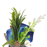5PCS Wedding Boutonniere Pin Fixed Plastic Artificial Flower Corsage for Bride and Groom Blue