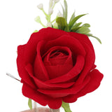 5PCS Wedding Boutonniere Pin Fixed Plastic Artificial Flower Corsage for Bride and Groom Red - Extra Image