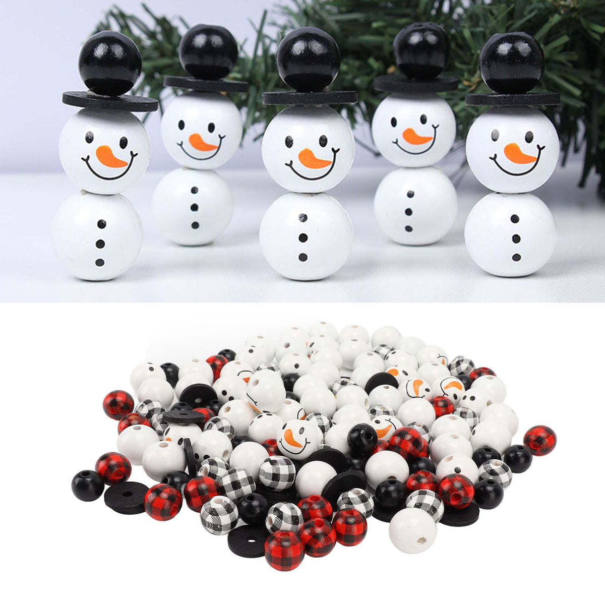 Christmas Beads Ornament DIY Making Printed Pattern Reliable Reusable Decorative Schima Superba Hanging Christmas Beads