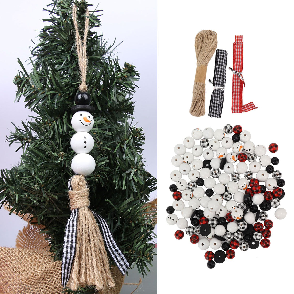 Christmas Beads Ornament DIY Making Printed Pattern Reliable Reusable Decorative Schima Superba Hanging Christmas Beads
