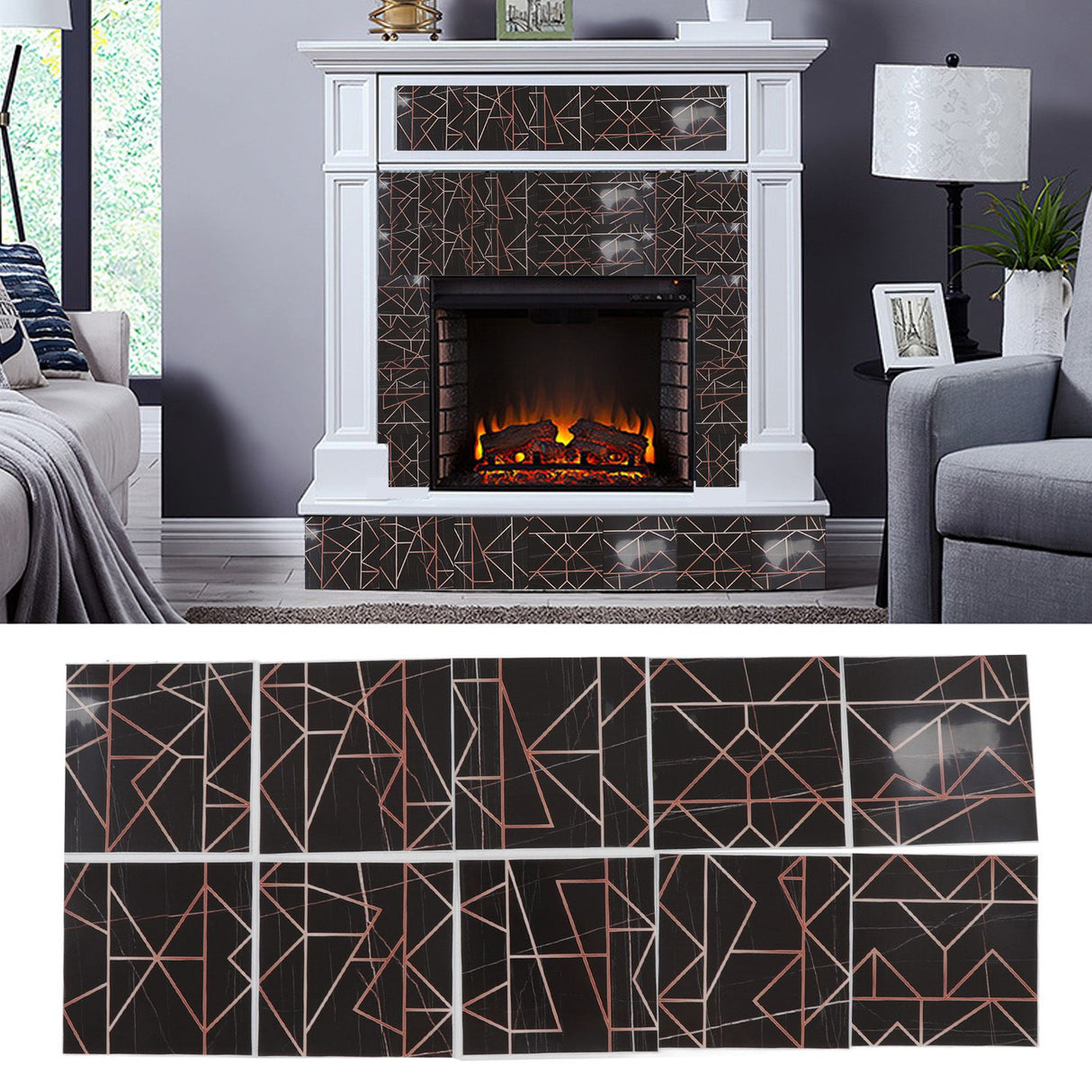 10pcs Tile Sticker 15x15cm 3D Self Adhesive Backing Waterproof Oil Proof Decorative 0.26mm Thicker PVC Tile Decals