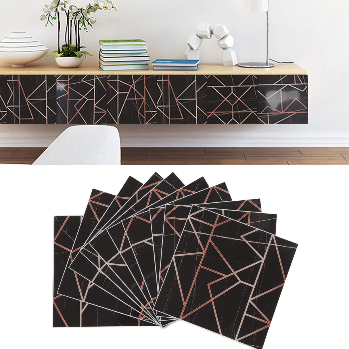 10pcs Tile Sticker 15x15cm 3D Self Adhesive Backing Waterproof Oil Proof Decorative 0.26mm Thicker PVC Tile Decals