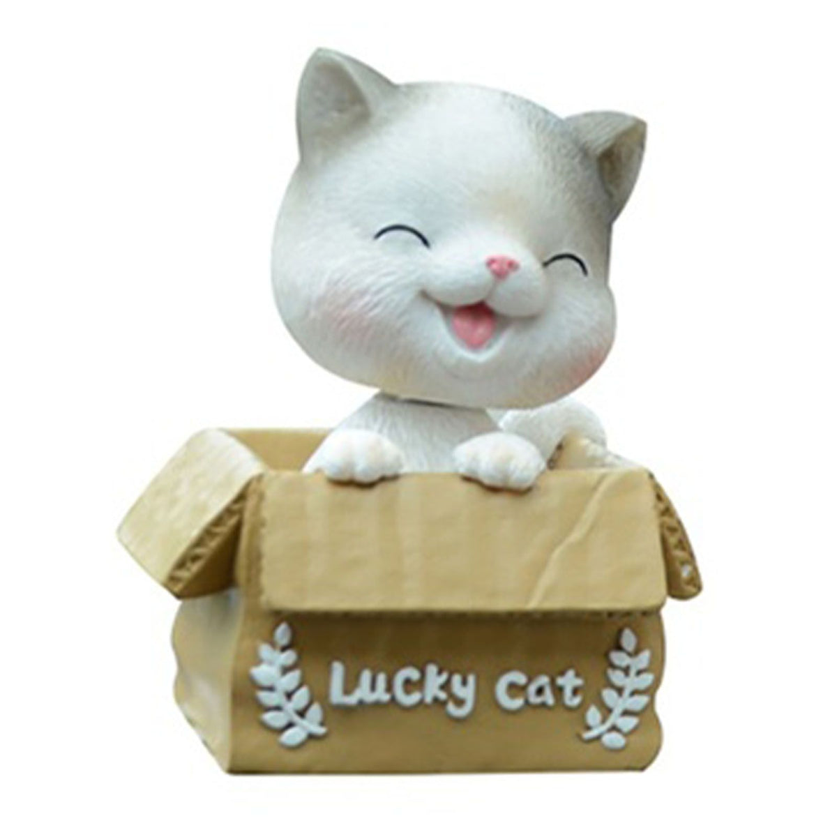 Car Dashboard Lucky Cat Decor Resin Shaking Head Cat Ornament Cute Cartoon Dancing Toy Figurines for Auto Interior Decoration