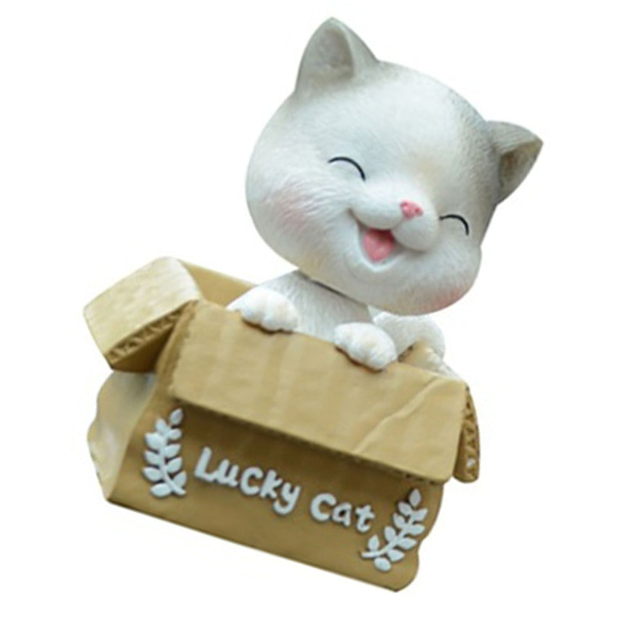 Car Dashboard Lucky Cat Decor Resin Shaking Head Cat Ornament Cute Cartoon Dancing Toy Figurines for Auto Interior Decoration