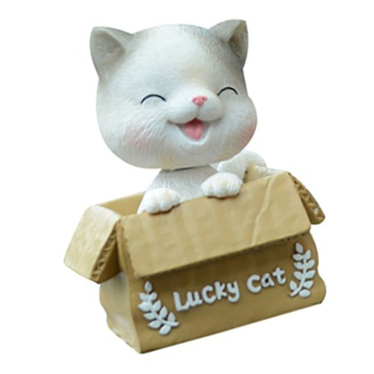 Car Dashboard Lucky Cat Decor Resin Shaking Head Cat Ornament Cute Cartoon Dancing Toy Figurines for Auto Interior Decoration