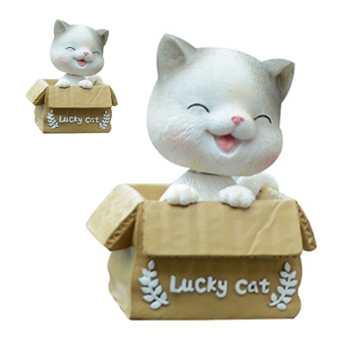 Car Dashboard Lucky Cat Decor Resin Shaking Head Cat Ornament Cute Cartoon Dancing Toy Figurines for Auto Interior Decoration