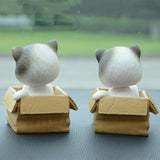 Car Dashboard Lucky Cat Decor Resin Shaking Head Cat Ornament Cute Cartoon Dancing Toy Figurines for Auto Interior Decoration - Extra Image