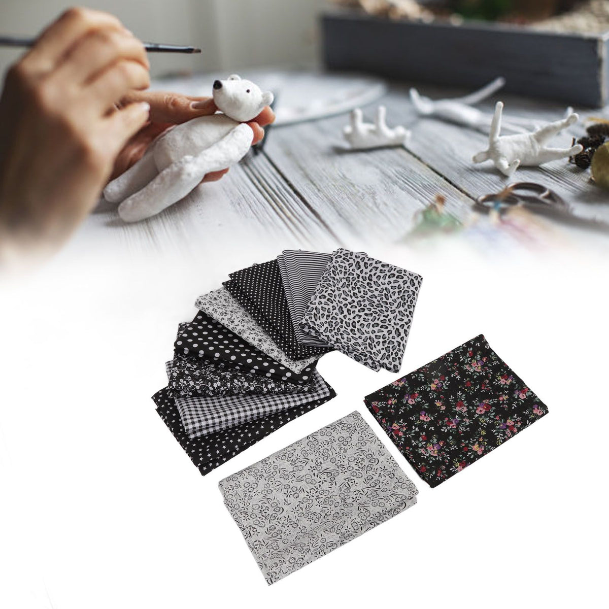 Craft Fabric Soft Prevent Pilling Printing Cuttable Cotton DIY Sewing Fabric Cloth for Quilting Scrapbooking 10 Colors