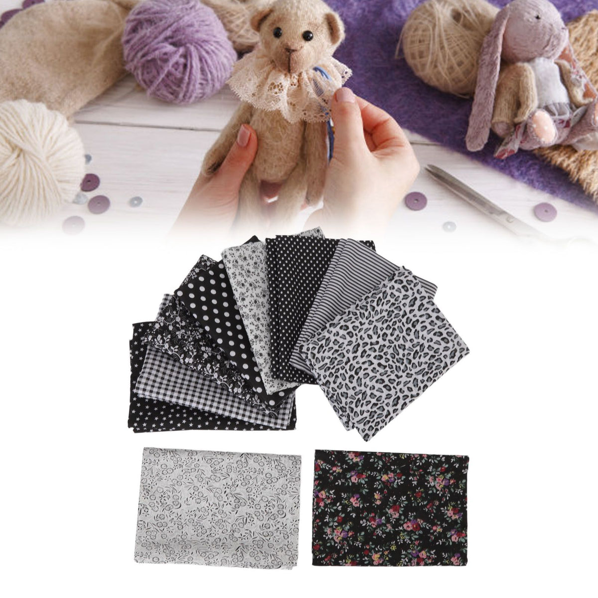Craft Fabric Soft Prevent Pilling Printing Cuttable Cotton DIY Sewing Fabric Cloth for Quilting Scrapbooking 10 Colors