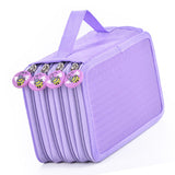 Large Pencil Case 72 Holes Multilayer Large Capacity Multifunction Oxford Cloth Pencil Pouch Case for Pen Pencil School Purple - Top-Down View