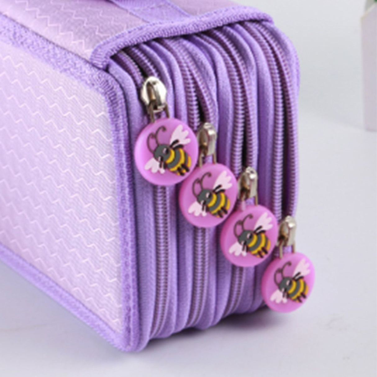 Large Pencil Case 72 Holes Multilayer Large Capacity Multifunction Oxford Cloth Pencil Pouch Case for Pen Pencil School Purple