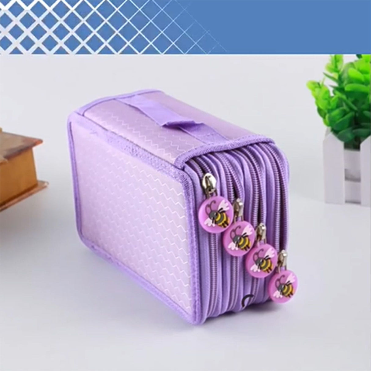 Large Pencil Case 72 Holes Multilayer Large Capacity Multifunction Oxford Cloth Pencil Pouch Case for Pen Pencil School Purple