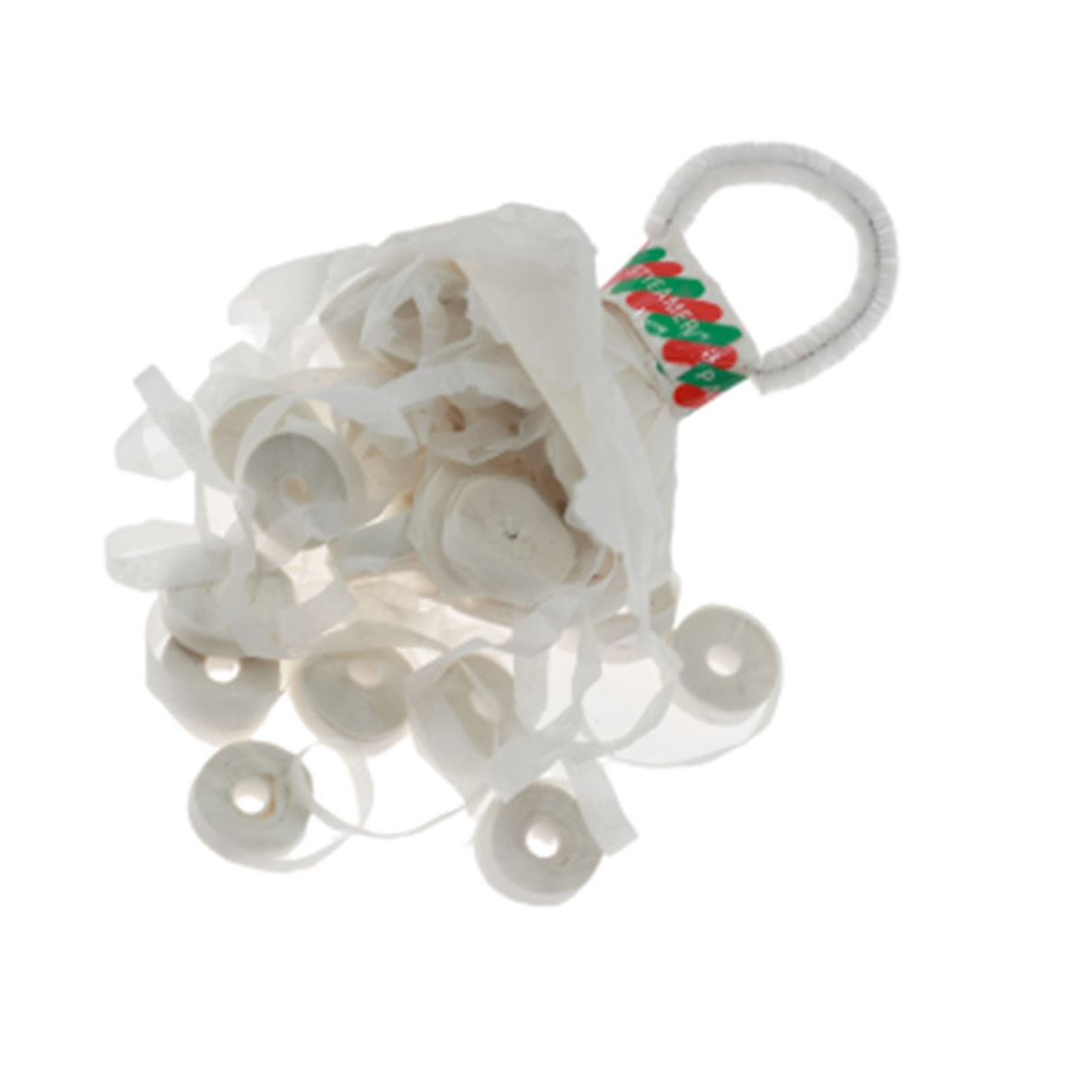 Streamer Popper Hand Throw Paper Cracker 30 Stripes Confetti Decor for Party Home Pull Ring White