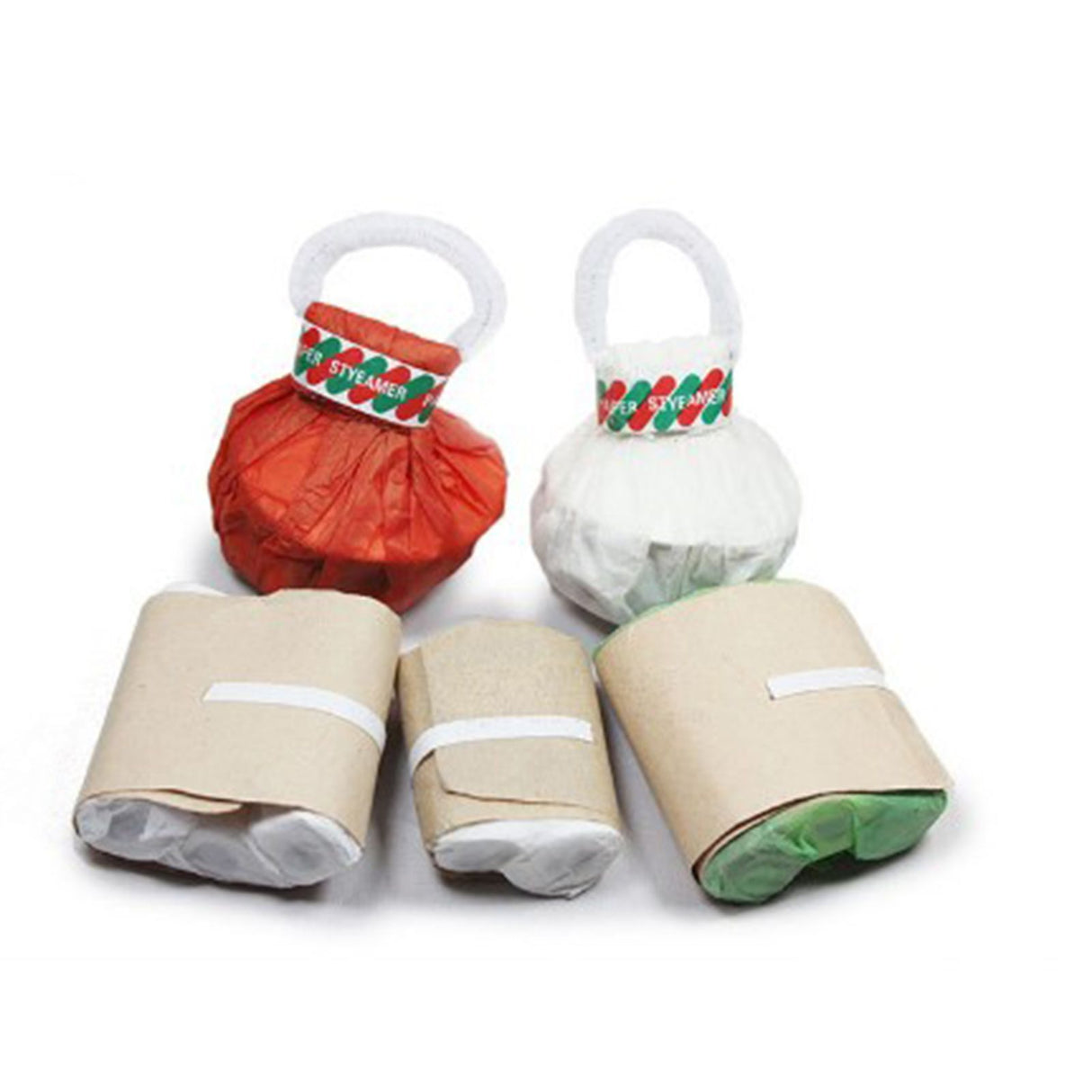 Streamer Popper Hand Throw Paper Cracker 30 Stripes Confetti Decor for Party Home Pull Ring White