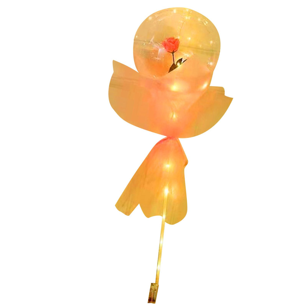 Luminous Balloon Rose Bouquet Transparent Ball Bouquet Valentines Day Gifts with Gauze Paperboard Full Set Pink