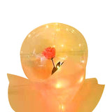 Luminous Balloon Rose Bouquet Transparent Ball Bouquet Valentines Day Gifts with Gauze Paperboard Full Set Pink