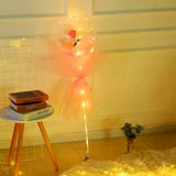 Luminous Balloon Rose Bouquet Transparent Ball Bouquet Valentines Day Gifts with Gauze Paperboard Full Set Pink