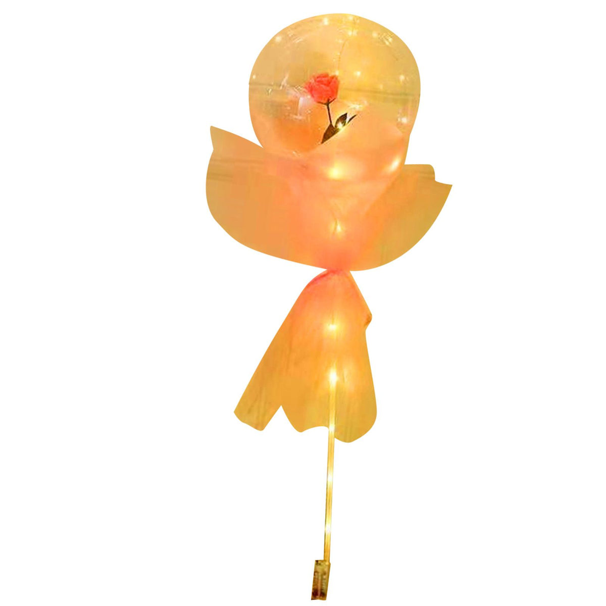 Luminous Balloon Rose Bouquet Transparent Ball Bouquet Valentines Day Gifts with Gauze Paperboard Full Set Pink