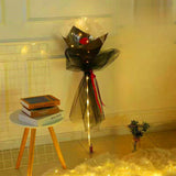 Luminous Balloon Rose Bouquet Transparent Ball Bouquet Valentines Day Gifts with Gauze Paperboard Full Set Red