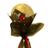 Luminous Balloon Rose Bouquet Transparent Ball Bouquet Valentines Day Gifts with Gauze Paperboard Full Set Red