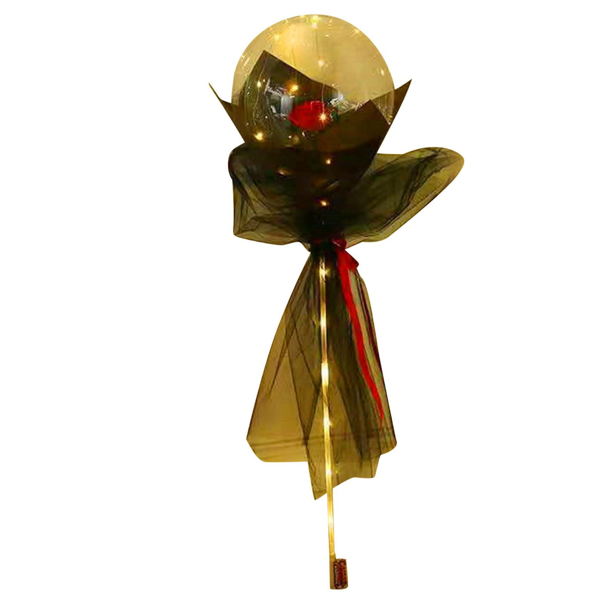 Luminous Balloon Rose Bouquet Transparent Ball Bouquet Valentines Day Gifts with Gauze Paperboard Full Set Red