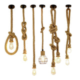 Pendant Light Hemp Rope Retro Industrial Style Hanging Lamp Ceiling Lamp Jute Rope for Clothes Shop Coffee Shop Bar Restaurant Single Head 1m