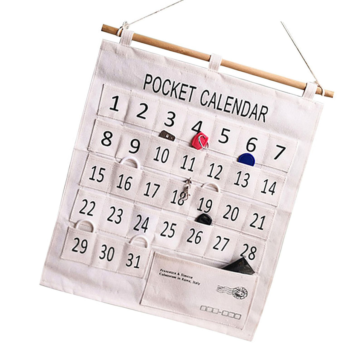 Numbered Calendar Pocket Chart Cotton and Linen Morning Check Classroom Pocket Chart Calendar Wall Hanging Organizer Large 31 Pockets