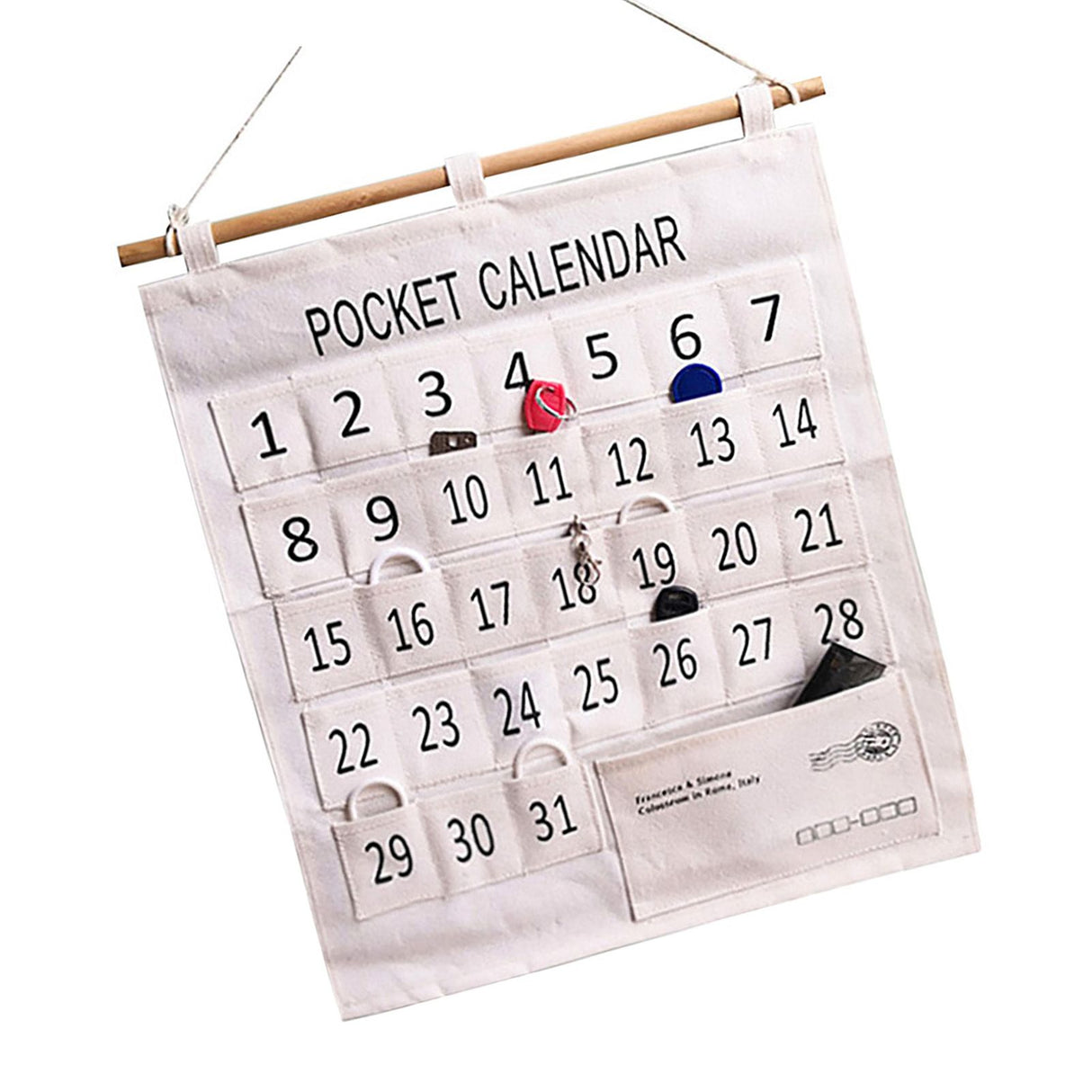 Numbered Calendar Pocket Chart Cotton and Linen Morning Check Classroom Pocket Chart Calendar Wall Hanging Organizer Large 31 Pockets