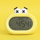 Kids Alarm Clock Cartoon Cute Intelligent Battery Operated Digital LED Electronic Clock with Night Light Yellow
