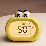 Kids Alarm Clock Cartoon Cute Intelligent Battery Operated Digital LED Electronic Clock with Night Light Yellow