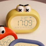 Kids Alarm Clock Cartoon Cute Intelligent Battery Operated Digital LED Electronic Clock with Night Light Yellow - Extra Image