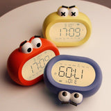Kids Alarm Clock Cartoon Cute Intelligent Battery Operated Digital LED Electronic Clock with Night Light Yellow