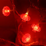 Red Chinese Lantern String Lights LED Light Beads Waterproof New Year Lantern with PVC Shell for Courtyards Without Tassel 3meters/9.8ft 20 Lights - Top-Down View