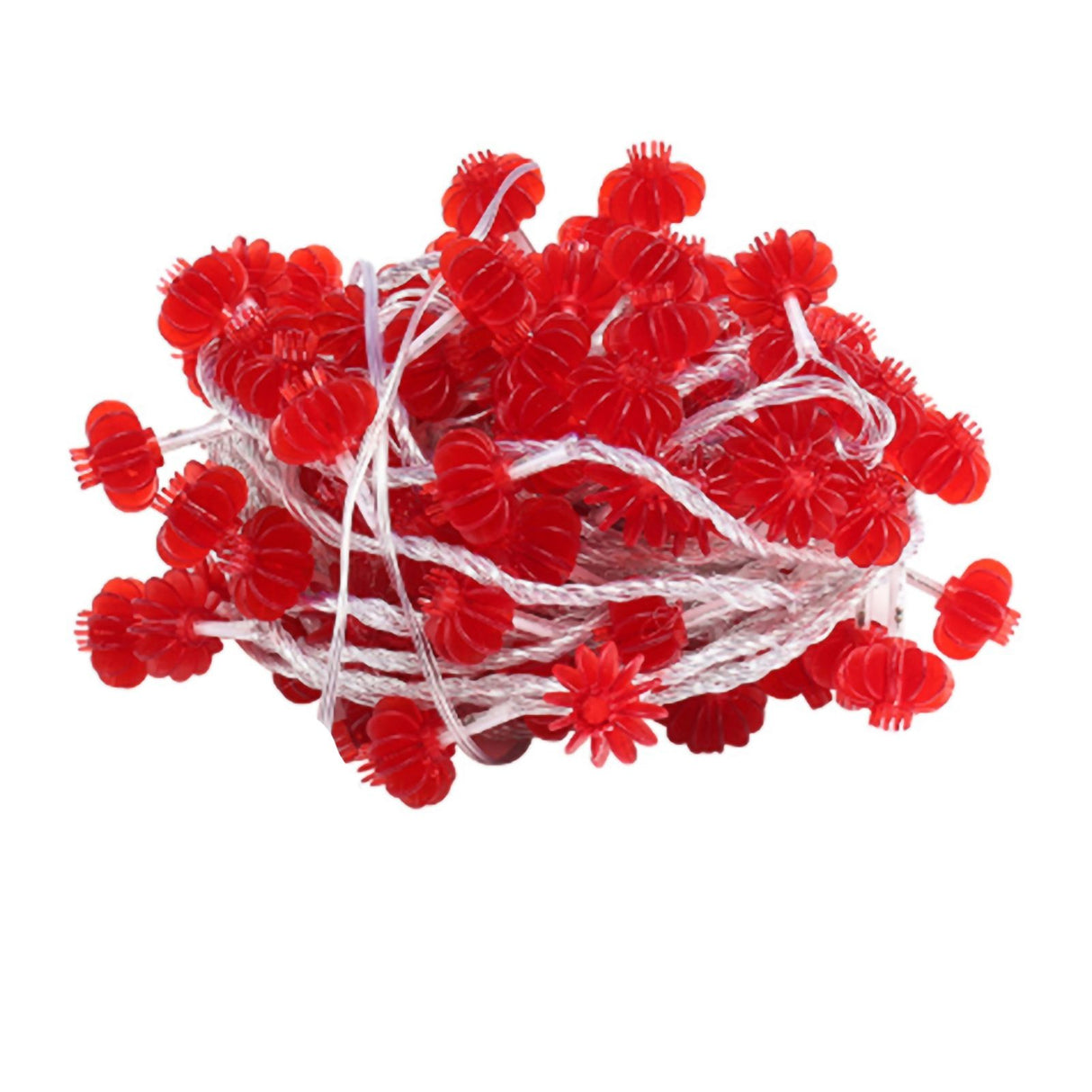 Red Chinese Lantern String Lights LED Light Beads Waterproof New Year Lantern with PVC Shell for Courtyards Without Tassel 6meter/19.7ft 40 Light
