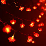 Red Chinese Lantern String Lights LED Light Beads Waterproof New Year Lantern with PVC Shell for Courtyards Without Tassel 6meter/19.7ft 40 Light - Front View