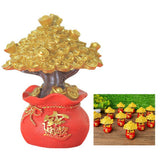 Money Coin Tree Bonsai Small Fortune Tree Desktop Ornament Home Decoration Synthetic Resin for Living Room Golden