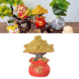 Money Coin Tree Bonsai Small Fortune Tree Desktop Ornament Home Decoration Synthetic Resin for Living Room Golden